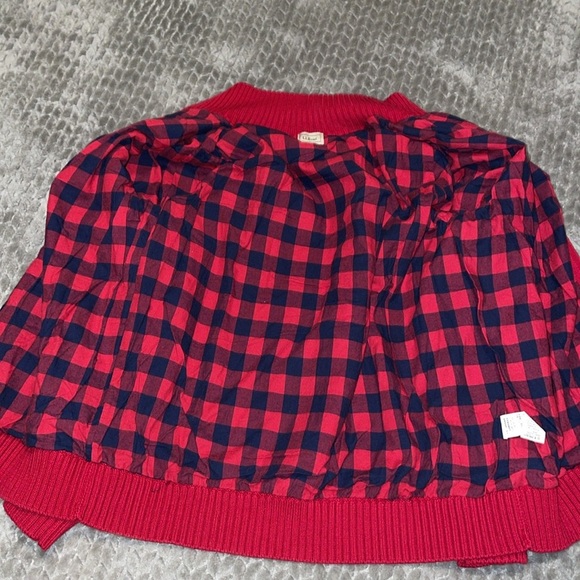 L.L. Bean 100% Cotton Red Zip Up Flannel Lined Sweater. Size Large. - Picture 7 of 9